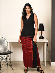 Work Chic. Handwoven Kashida Pattu Wrap Set - Black Vibrance