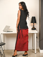 Work Chic. Handwoven Kashida Pattu Wrap Set - Black Statement