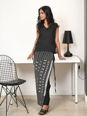 Work Chic. Handwoven Kashida Pattu Wrap Set - Blacks & Whites