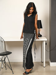 Work Chic. Handwoven Kashida Pattu Wrap Set - Blacks & Whites