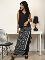 Work Chic. Handwoven Kashida Pattu Wrap Set - Blacks & Whites