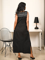 Work Chic. Handwoven Kashida Pattu Dress - Monochrome