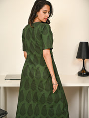Work Chic. Bagh Hand Block Printed Cotton Wrap Dress - Green Paisley