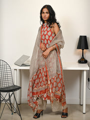 Work Chic. Hand Block Printed Bagru Kurta Set - Ornate Reds (3 pc set)