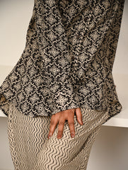 Work Chic. Hand Block Printed Bagru Shirt & Pants Set - Black Ornate (2 pc set)