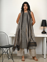 Work Chic. Hand Block Printed Bagru Kurta Set - Stripes & Florets (3 pc set)