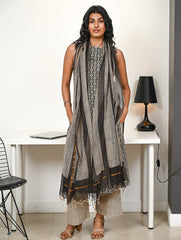 Work Chic. Hand Block Printed Bagru Kurta Set - Stripes & Florets (3 pc set)