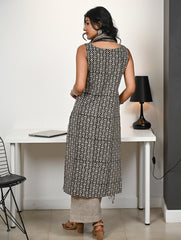 Work Chic. Hand Block Printed Bagru Kurta Set - Stripes & Florets (3 pc set)