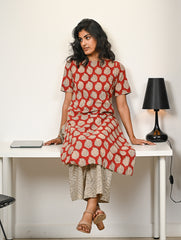 Work Chic. Hand Block Printed Bagru Kurta Set - Red Paisley (2 pc set)