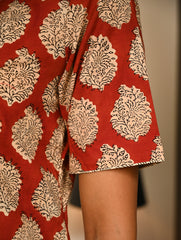 Work Chic. Hand Block Printed Bagru Kurta Set - Red Paisley (2 pc set)