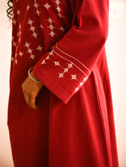 Cool Casuals. Handwoven Kashida Pattu Kaftan Dress - Wine Tales