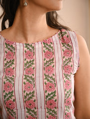 Work Chic. Soft Sanganer Block Printed Wrap Set - Rose Panels (Set of 2)