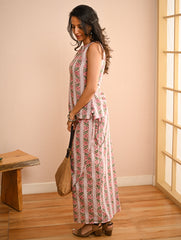 Work Chic. Soft Sanganer Block Printed Wrap Set - Rose Panels (Set of 2)
