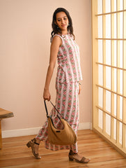 Work Chic. Soft Sanganer Block Printed Wrap Set - Rose Panels (Set of 2)