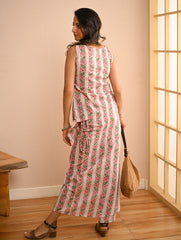 Work Chic. Soft Sanganer Block Printed Wrap Set - Rose Panels (Set of 2)