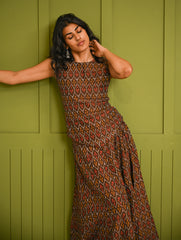 Ethnic Summers. Handwoven Ikat Flared Skirt Set - Brown Aztec (Set of 2)