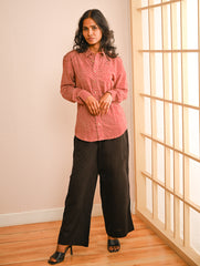 Work Chic. Bagru Block Printed Shirt & Kala Cotton Pants Set - Red Statement (Set of 2)