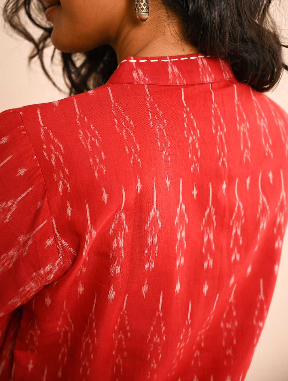Work Chic. Handwoven Ikat Shirt & Kala Cotton Palazzo Set - Fire & Ice (Set of 2)