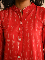 Work Chic. Handwoven Ikat Shirt & Kala Cotton Palazzo Set - Fire & Ice (Set of 2)