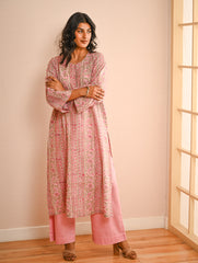 Work Chic. Sanganer Block Printed Loose Fit Cotton Kurta Set - Floral Panels (Set of 2)
