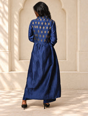 Regal Elegance. Chanderi Long Dress / Kurta Set - Deep Hues, (2 pc set)