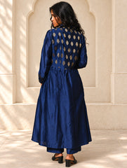 Regal Elegance. Chanderi Long Dress / Kurta Set - Deep Hues, (2 pc set)