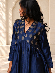 Regal Elegance. Chanderi Long Dress / Kurta Set - Deep Hues, (2 pc set)
