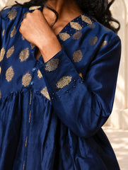 Regal Elegance. Chanderi Long Dress / Kurta Set - Deep Hues, (2 pc set)