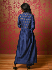 Regal Elegance. Chanderi Long Dress / Kurta Set - Deep Hues, (2 pc set)