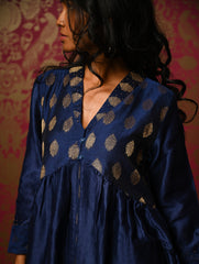 Regal Elegance. Chanderi Long Dress / Kurta Set - Deep Hues, (2 pc set)