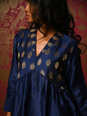 Regal Elegance. Chanderi Long Dress / Kurta Set - Deep Hues, (2 pc set)