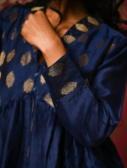 Regal Elegance. Chanderi Long Dress / Kurta Set - Deep Hues, (2 pc set)