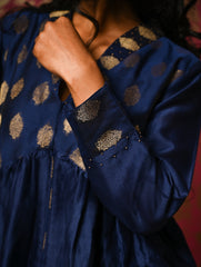 Regal Elegance. Chanderi Long Dress / Kurta Set - Deep Hues, (2 pc set)