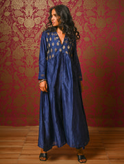 Regal Elegance. Chanderi Long Dress / Kurta Set - Deep Hues, (2 pc set)