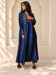 Regal Elegance. Chanderi Long Dress / Kurta Set - Deep Hues, (2 pc set)