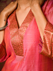 Light Festive. Soft Chanderi & Benarasi Brocade Long Kurta Set - Gulnaar, (2 pc set)