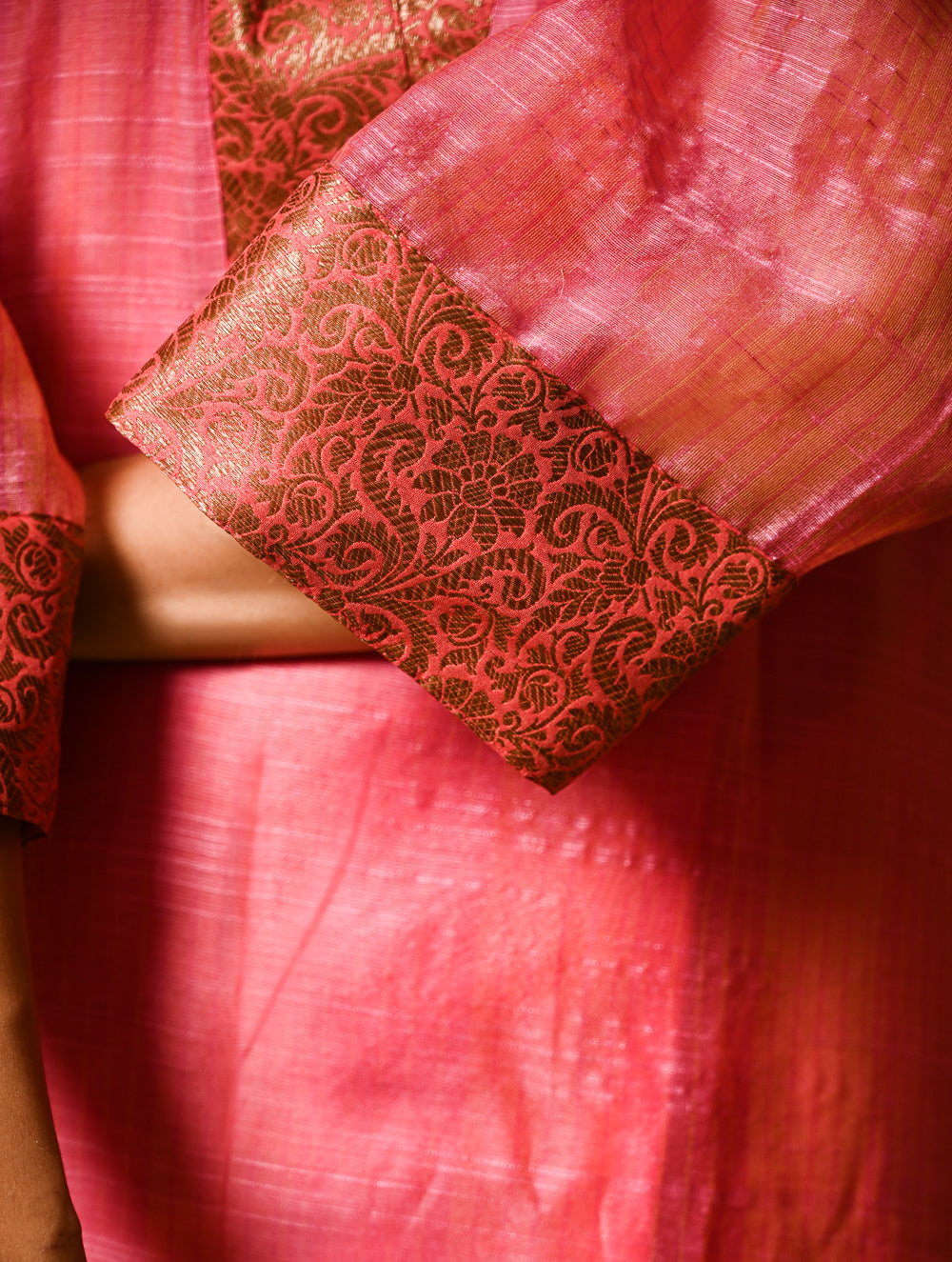 Light Festive. Soft Chanderi & Benarasi Brocade Long Kurta Set - Gulnaar, (2 pc set)