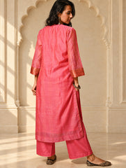 Light Festive. Soft Chanderi & Benarasi Brocade Long Kurta Set - Gulnaar, (2 pc set)