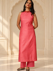 Light Festive. Soft Chanderi & Benarasi Brocade Long Kurta Set - Gulbahar, (2 pc set)