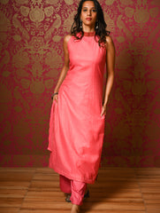 Light Festive. Soft Chanderi & Benarasi Brocade Long Kurta Set - Gulbahar, (2 pc set)