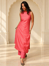 Light Festive. Soft Chanderi & Benarasi Brocade Long Kurta Set - Gulbahar, (2 pc set)