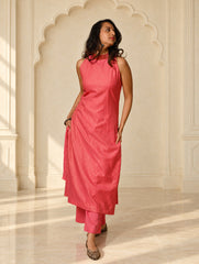 Light Festive. Soft Chanderi & Benarasi Brocade Long Kurta Set - Gulbahar, (2 pc set)