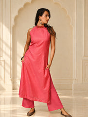 Light Festive. Soft Chanderi & Benarasi Brocade Long Kurta Set - Gulbahar, (2 pc set)