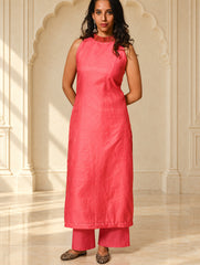 Light Festive. Soft Chanderi & Benarasi Brocade Long Kurta Set - Gulbahar, (2 pc set)