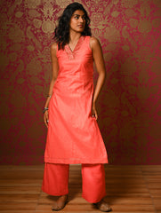 Light Festive. Soft Chanderi & Benarasi Brocade Long Kurta Set - Gulnaaz, (2 pc set)