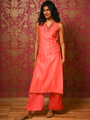 Light Festive. Soft Chanderi & Benarasi Brocade Long Kurta Set - Gulnaaz, (2 pc set)