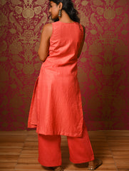 Light Festive. Soft Chanderi & Benarasi Brocade Long Kurta Set - Gulnaaz, (2 pc set)