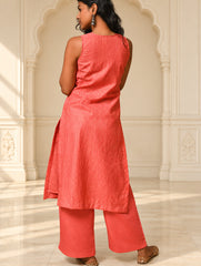 Light Festive. Cotton Zari Checks & Benarasi Brocade Long Kurta Set - Gulnaaz, (2 pc set)