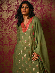 Light Festive. Soft Benarasi Kurta Set - Forest Flora ( 3 pc set)