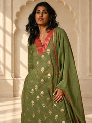 Light Festive. Soft Benarasi Kurta Set - Forest Flora ( 3 pc set)